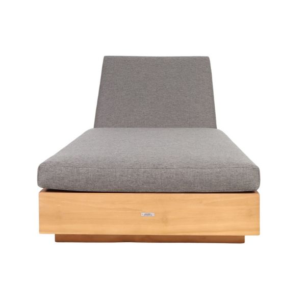 Picture of Sunlounger, tiki, teak natural, cushion ash grey, 80x200x20cm
