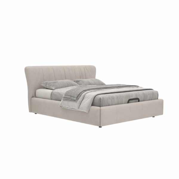 Picture of Double bed, aura, leather, light grey, 180x200cm