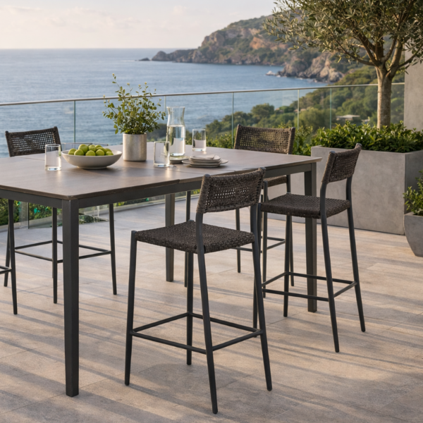 Picture of Stool, mood, aluminium anthracite, rattan lava mix 42x51x106cm