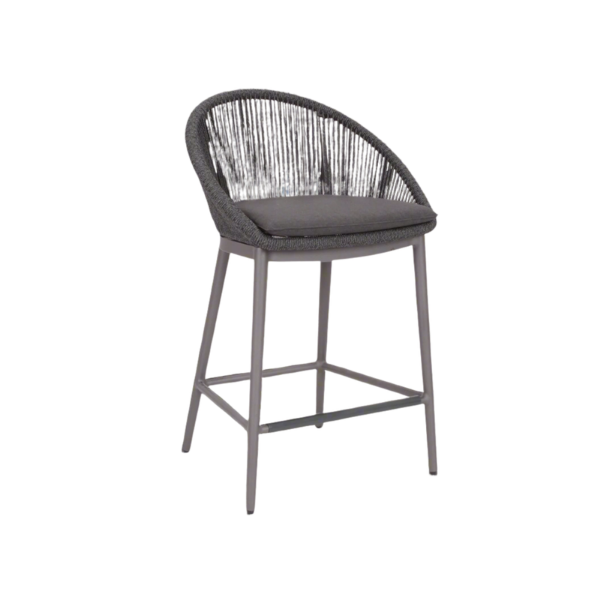 Picture of Stool, malibu, aluminium grey, rattan pebble mix, cushion midnight 54x50x86cm