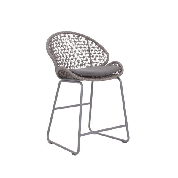 Picture of Stool, riva, aluminium anthracite, rattan lava mix, cushion midnight, 60x59x98cm