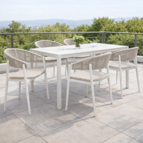 Picture of Chair, capri, aluminium white, rattan bright tan, 60x53x73cm