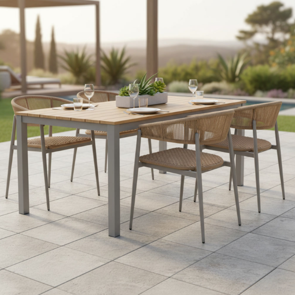 Picture of Chair, capri, aluminium warm grey, rattan terra mix, 60x53x73cm
