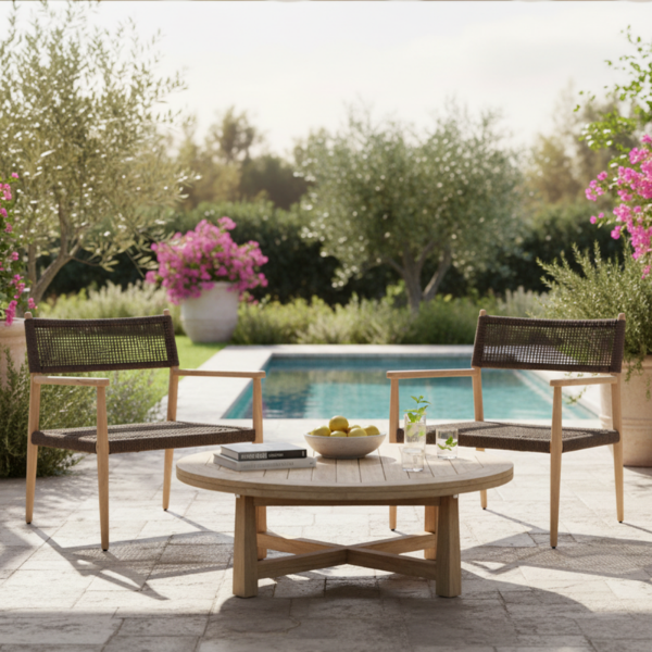 Picture of Lounge chair, mood, teak natural, rattan lava mix, 66x70x76cm