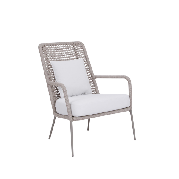 Picture of Lounge chair, siesta, aluminium warm grey, rattan sand, 2 cushions ice (s&b), 72x76x91cm