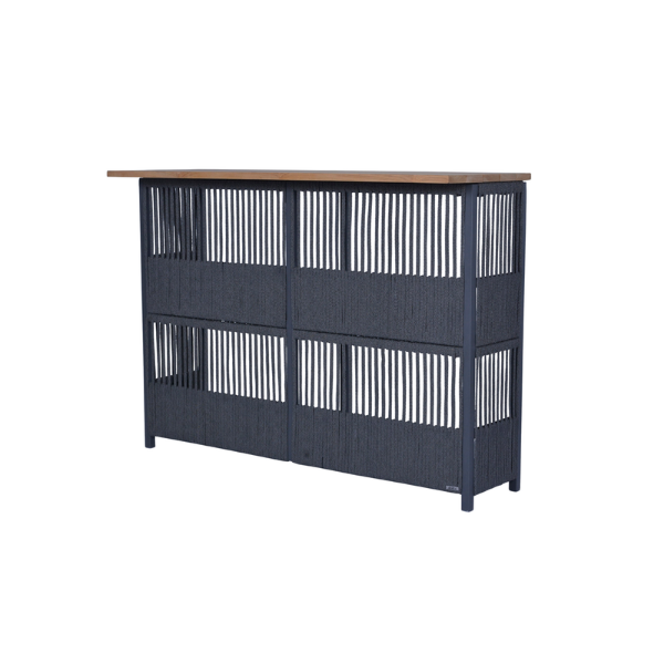 Picture of Bar table, riva, teak natural, aluminium anthracite, rattan pebble mix, 149x50x109cm