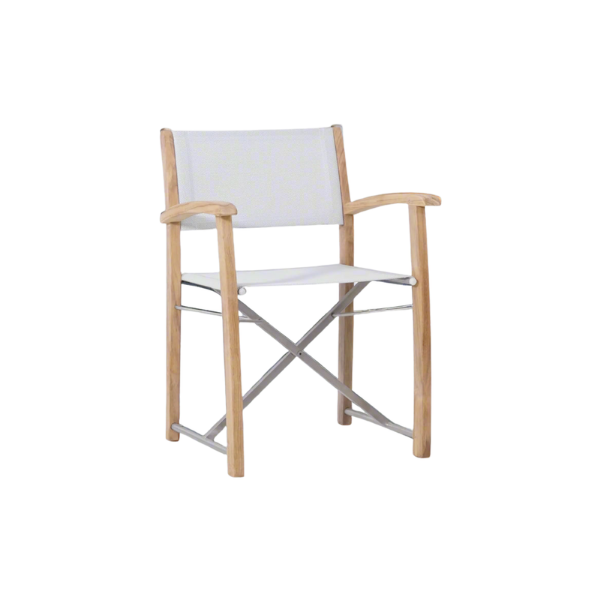 Picture of Chair with armrest, costa, teak natural, fabric, white, 59x56.5x82cm
