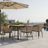Picture of Dining table, bora, aluminium black matt, teak natural, 100x180x76cm