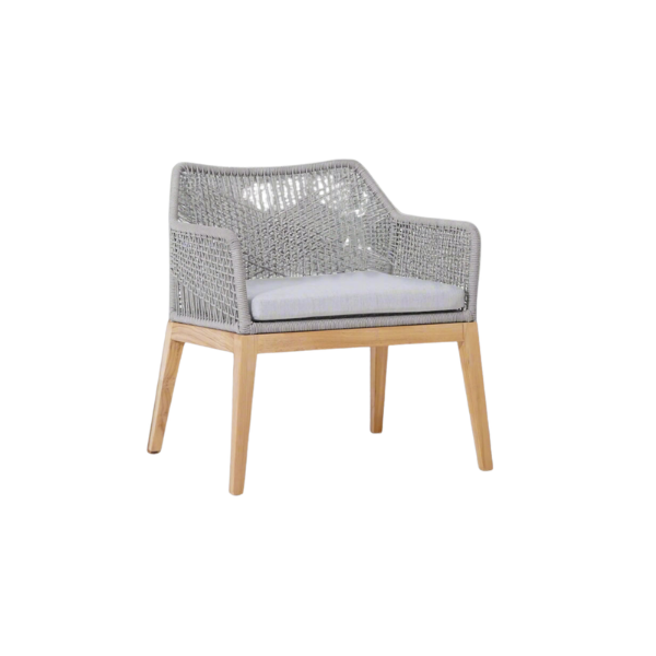 Picture of Lounge chair, belair, teak natural, rattan grey, cushion silver, 73x70.5x83cm