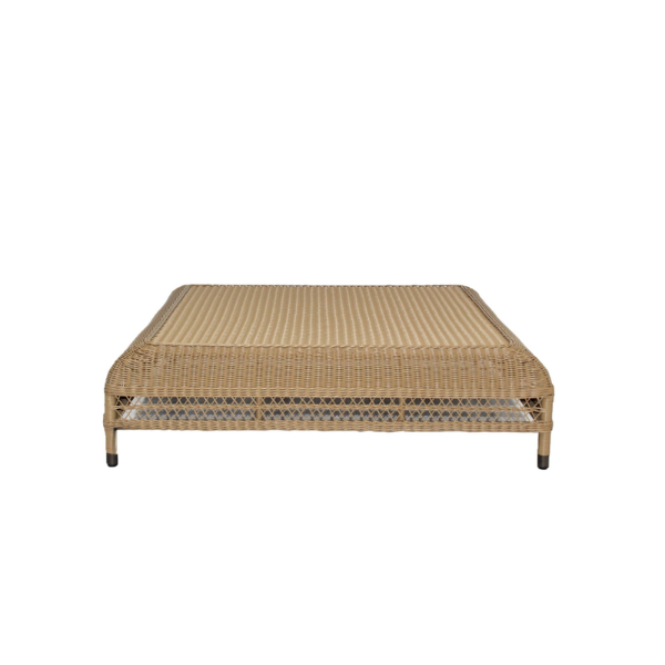 Picture of Coffee table, ibiza, aluminium caramel, rattan camel, 114x114x30cm