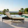 Picture of Sun lounger, elisir, aluminium bronze, rattan bronze carbon,  2 cushions champagne, (b&s) 76.2x203.2x39.5cm