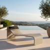 Picture of Sun lounger, tao, aluminium white, rattan limestone, head cushion charcoal  69.9x203.2x80cm