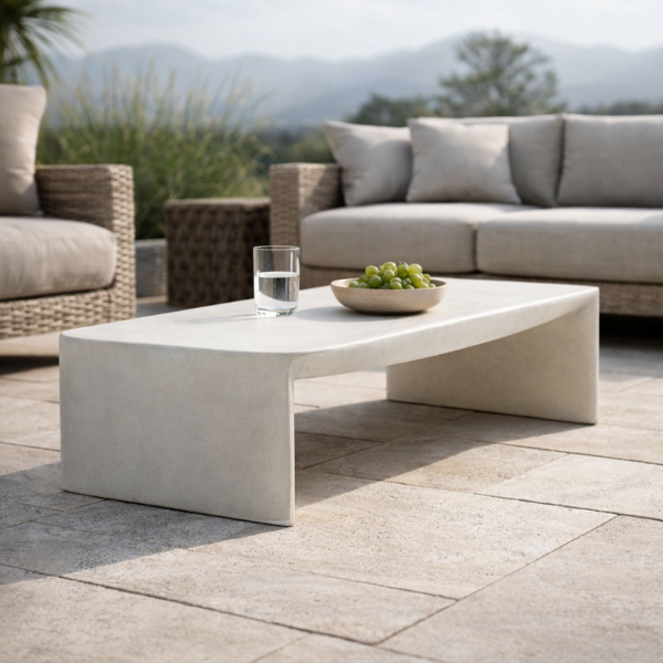 Picture of Coffee table, kubo, concrete, linen, 160x81x41cm