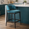 Picture of Counter stool, hera, tourquese, with black matt and brushed brass legs, 54x58x93cm