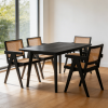 Picture of Chair with armrest, vintage, wood black matte, beige, 54x57x82.5cm