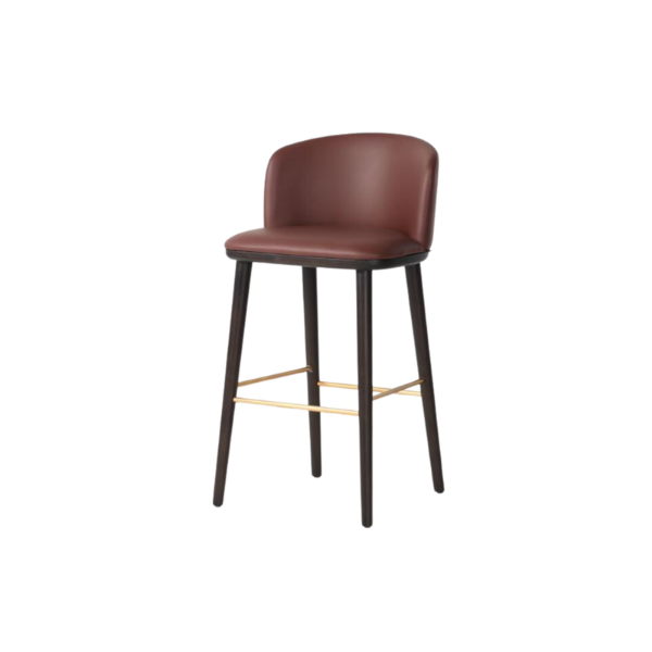 Picture of Bar stool, vela, wood structure, leather, terra, 52x53x103cm 
