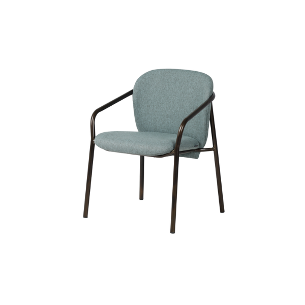 Picture of Chair with armrest, joli, metal bronze frame, fabric, blue sage 