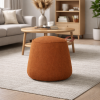 Picture of Pouf, dot, natural leather, with handle, orange 50x50x42cm