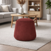 Picture of Pouf, dot,  natural leather,with handle, red, 50x50x42cm