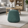 Picture of Pouf, dot, natural leather, with handle, tourquese, 50x50x42cm