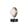 Fotografia e Abazhur tavoline Planet, alabaster, mermer dhe finiture alumini – 20×16×28 cm.