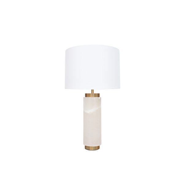 Picture of Table lamp, alabaster+steel fabric shade, size:φ38*h66cm