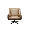 Picture of Armchair, argo boss, iron metal, full cow leather, koala grey brown, 90x99x103cm