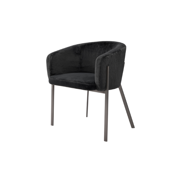 Picture of Chair with armrest, selva, back and seat black, stainless steel brushed nickel legs, 66x58x77cm