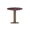 Picture of Coffee table, ape, top red marble, wooden legs, metal lacquered with brass metallic, dia.50x48cm