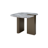 Picture of Coffee table small top, sofia, marble,white, wooden legs brass metallic, 100x100x30cm