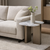 Picture of Coffee table small top, sofia, marble,white, wooden legs brass metallic, 100x100x30cm
