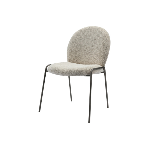 Picture of Chair, kler, boucle, cream, frame grey, 59x57x84cm
