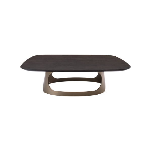 Picture of Coffee table, floria, top elm veneer, dark metal base , brass metallic, 120x120x35cm