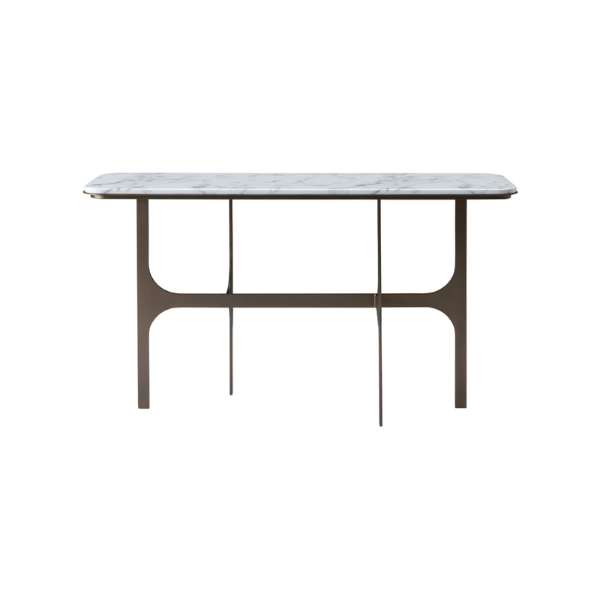 Picture of Console, lili, top white marble, brushed brass base, 140x40x80cm