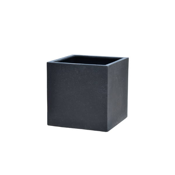 Picture of Vase, cube, concrete surface, charcoal, dia.50x50x50cm