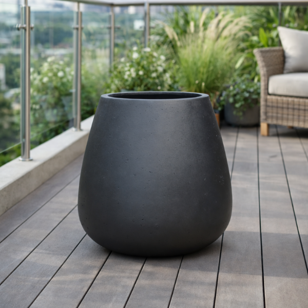 Picture of Vase, lotus bud, concrete surface, charcoal, dia.84x82cm