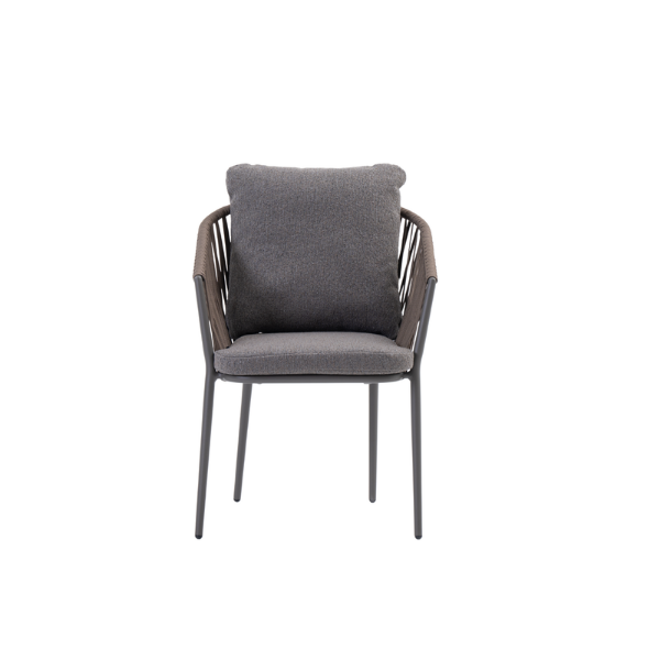 Picture of Chair with armrest, plinto alu, antracite+taupe,58x65x80cm