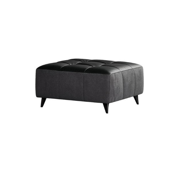 Picture of Pouf, katty, leather+fabric, black & grey, 85x85x32cm 