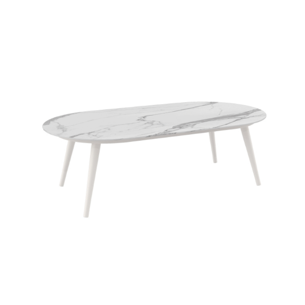 Picture of Coffee table, bambi, aluminium frame, ivory beige, 130x70x42cm