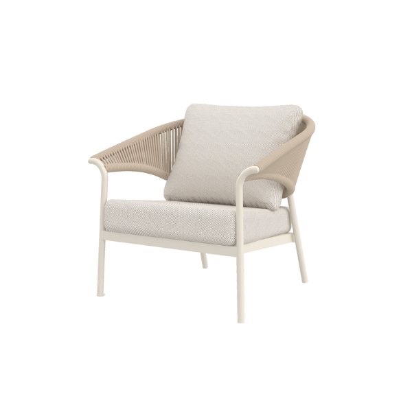Picture of Armchair, celine, ivory frame, cushion beige, natural rope, 87x81x82cm