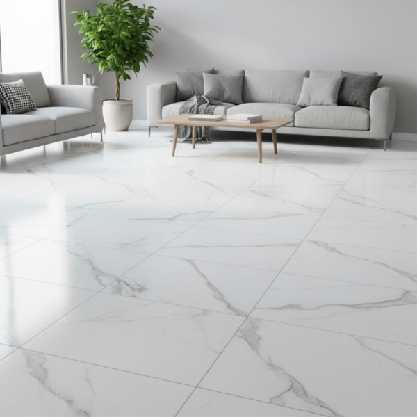 Picture of Floor tile statuario cruise, marble effect, glossy, 60x60
