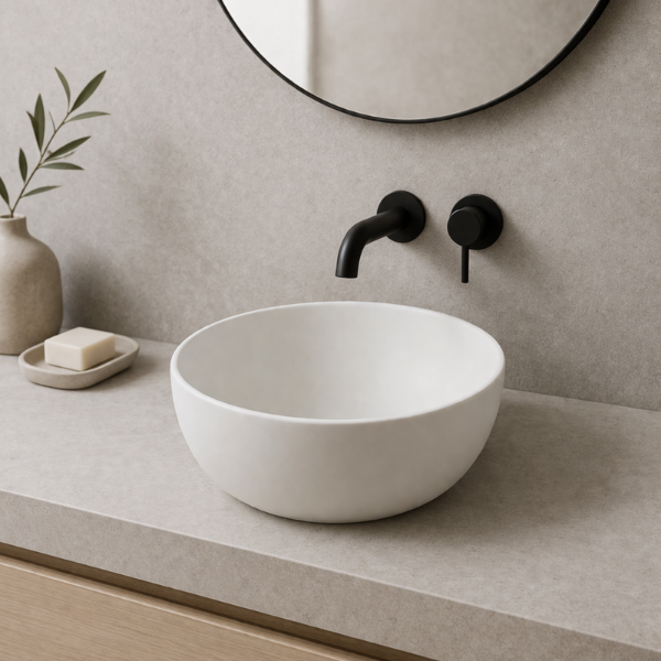 Picture of Shui round basin, ceramic, countertop, talco, matte, 40 cm