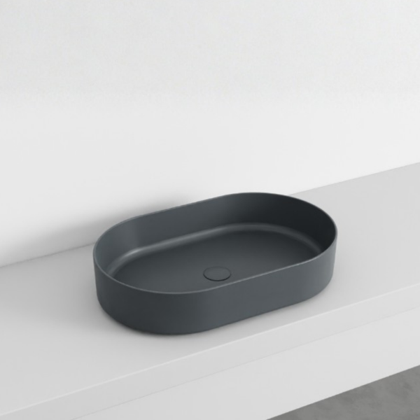 Picture of Shui comfort oval basin, ceramic, countertop, basalto, matte, 60 cm