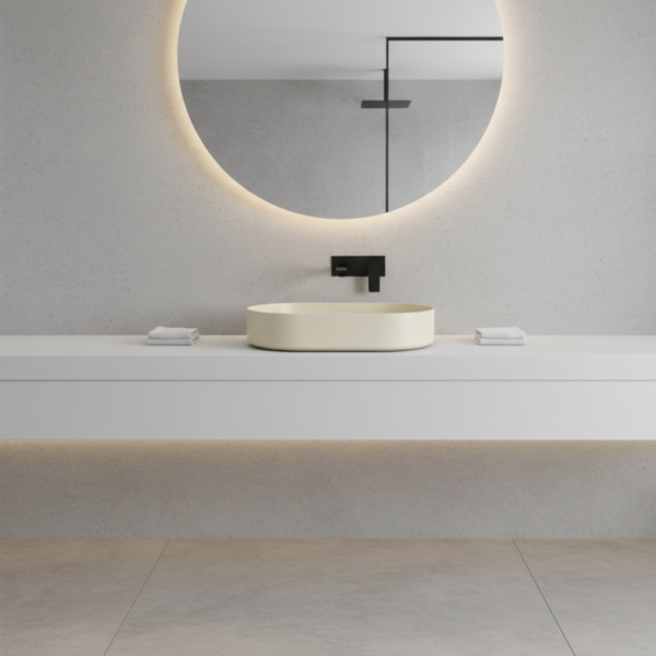 Picture of Shui comfort rectangular basin, ceramic, countertop, linen matte, 60x40 cm