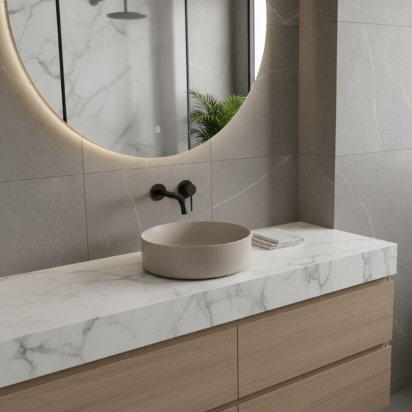 Picture of Shui comfort round basin, ceramic, countertop, avena, matte, 40 cm