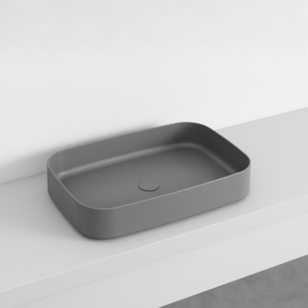 Picture of Shui comfort rectangular basin, ceramic, countertop, concrete, matte, 60x40 cm