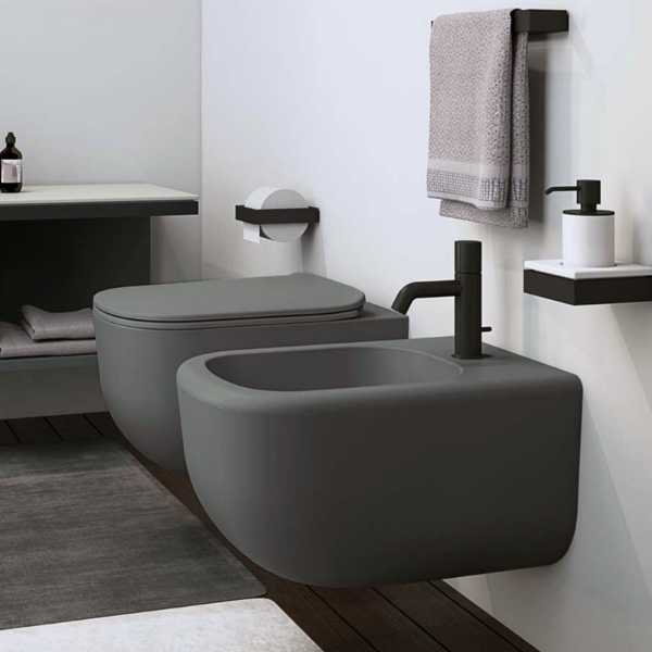 Picture of Era bidet, ceramic, wall hung, lavagna, matte, 37x53 cm