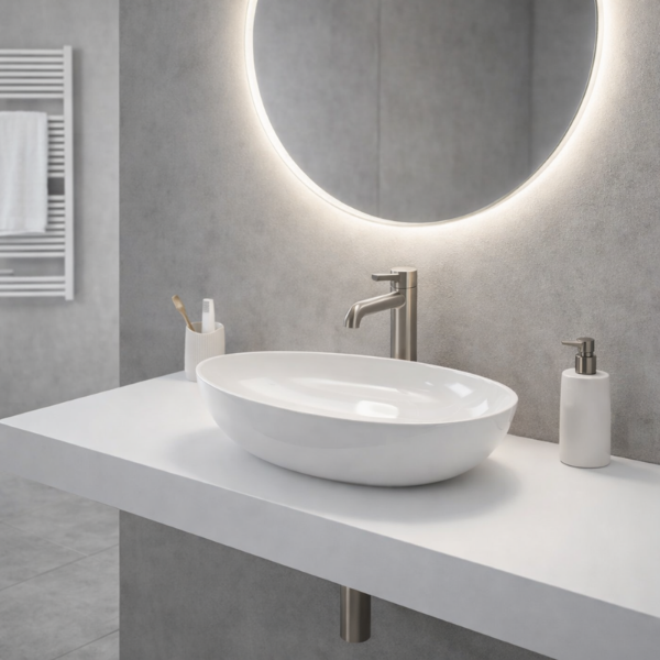 Picture of Eco oval basin, ceramic, countertop, white, glossy, 62x45cm