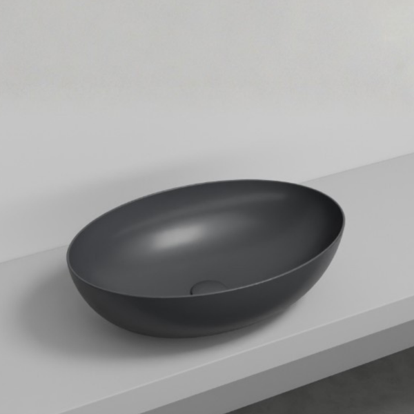 Picture of Bacinella oval basin, ceramic, countertop, lavagna, matte, 62x45 cm