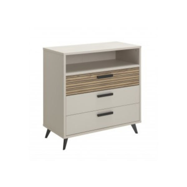 Picture of Chest of drawers, bravo teen, 1 compartment + 4 drawers, cashmere/ strippedwood, 90x45x94cm